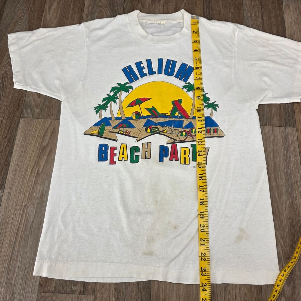 Vintage 1986 Helium Beach Party Surf T Shirt Single Stitch Thin White Small - Picture 6 of 12